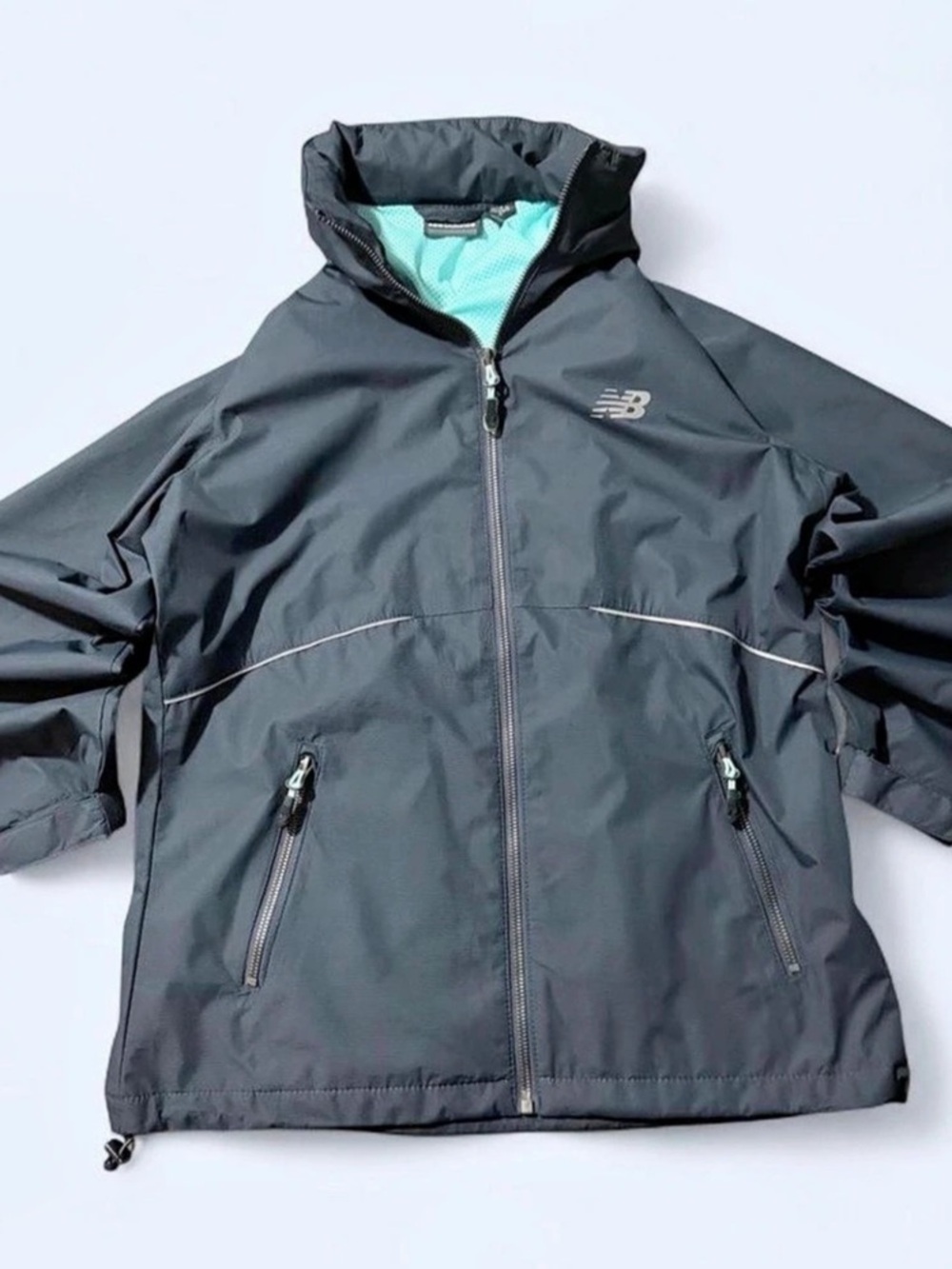 Y2K New Balance Full Zip Windbreaker Jacket with Mesh Lining Black Medium
